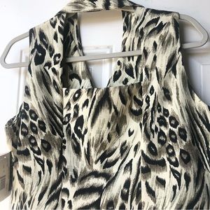 Virgo Halter Top Animal Print Blouse Collar Top Sleeveless